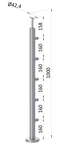 nerezový stĺp, vrchné kotvenie, 5 radový priechodný, vrch pevný (ø 42.4x2mm), leštená nerez /AISI304