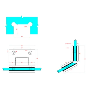 Závěs na skleněný dveřní systém, mezi sklo a sklo 135°, 90x100mm, leštená nerez AISI304, samouzavírání  +-15° a samozastavení +-90°-0° - slide 4