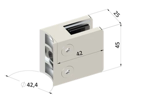 Svorka skla/plechu na trubku ø42.4mm, broušená nerez AISI304 - slide 1