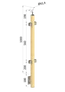 Dřevěný sloup, boční kotvení, výplň: sklo, průchozí, vrch nastavitelný (40x40 mm), materiál: buk, broušený povrch bez nátěru