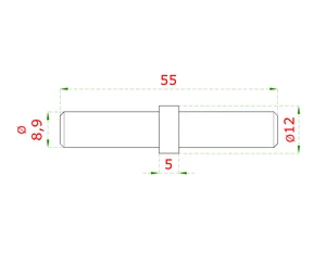 Spoj priamy L: 55mm, na trubku ø 12mm (plný materiál), leštená nerez /AISI304 - slide 1