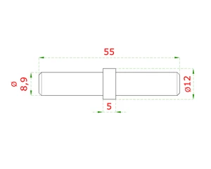 Spoj přímý L: 55 mm, na trubku ø 12 mm (plný materiál), leštěná nerez / AISI304 - slide 1