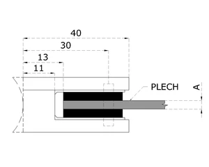 Svorka skla na trubku ø 33,7 mm (39x26x17 mm), broušená nerez K320 /AISI304, balení neobsahuje gumičky na sklo - slide 2