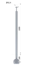nerezový stĺp, bočné kotvenie rohové, bez výplne, rohový:90°, vrch pevný (ø 42.4x2mm), brúsená nerez K320 /AISI304