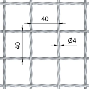 Žebírkové pletené síto - rovné, oko: 40x40mm, průměr pletiva ø4mm, rozměr 1000x2000mm, pozinkované - slide 2