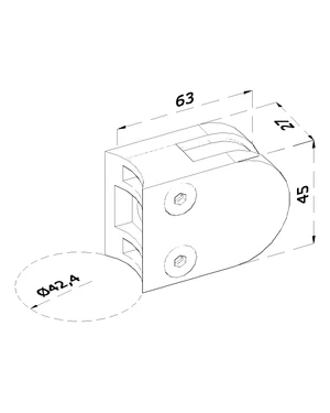 Svorka na trubku ø42.4mm, sklo 6-10.76mm, brúsená AISI304 - slide 1