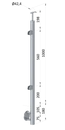 nerezový stĺp, bočné kotvenie, výplň: sklo, ľavý, vrch pevný (ø 42.4x2mm), brúsená nerez K320 /AISI316