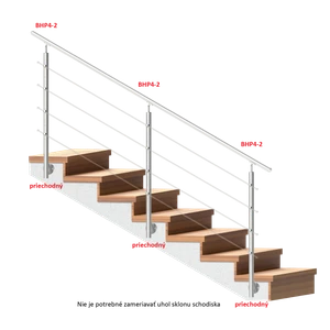 Nerezový sloup, boční kotvení, 4 řadový průchodný, venkovní, vrch nastavitelný (ø 42,4x2 mm), broušená nerez K320 / AISI304 - slide 1