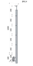 Nerezový sloup, boční kotvení, 4 děrový koncový, levý, vrch pevný (ø42,4x2 mm), broušená nerez K320 / AISI304