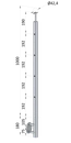 Nerezový sloup, boční kotvení, 4děrový koncový, levý