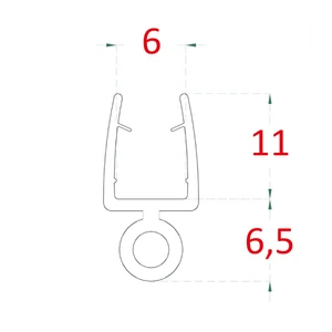 plastové tesnenie na sklo 6mm, medzi sklenené dvere a stenu alebo podlahu, 2200mm - slide 1