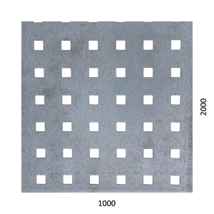 Děrovaný plech čtvercový řadový Zn, otvor: 10x10 mm, rozteč: 20 mm (1000x2000x1,5 mm) - slide 0