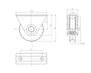 Vodící kladka ø 80 mm s opěrou, pro profil C902/16 - slide 1