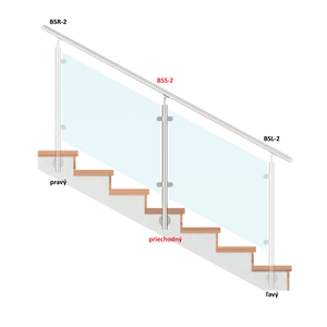 nerezový stĺp, bočné kotvenie, výplň: sklo, priechodný, vrch nastaviteľný (ø 42.4x2mm), leštená nerez /AISI304 - slide 1