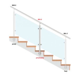 nerezový stĺp, bočné kotvenie, výplň: sklo, priechodný, vrch nastaviteľný (ø 42.4x2mm), leštená nerez /AISI304 - slide 1