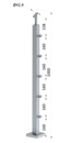Nerezový sloup, vrchní kotvení, 5 řadový průchodný, vrch nastavitelný, (40x40 mm), broušená nerez K320 / AISI304