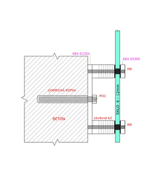 Kotvící plotna (155x30x10mm / M8 / M12), broušená nerez K320 /AISI304 - slide 2