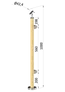 dřevěný sloup, vrchní kotvení, výplň: sklo, pravý, vrch nastavitelný (ø 42mm), materiál: buk, broušený povrch bez nátěru