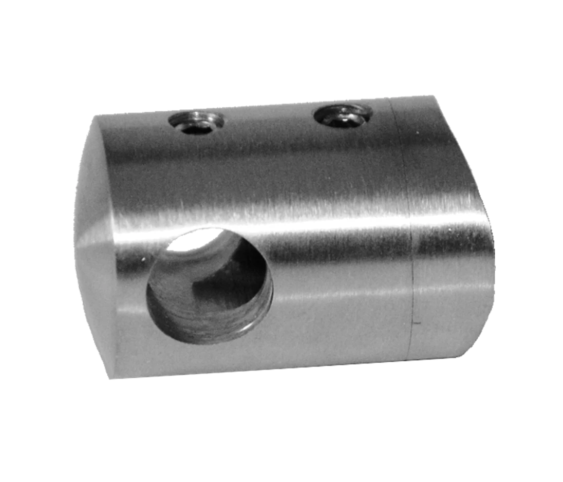 Držák tyče ø 10mm na trubku ø 33.7mm, broušená nerez AISI304