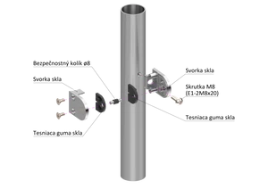 svorka skla na trubku ø 33.7mm (50x40x26mm) pre sklo 6-10.76mm, brúsená nerez K320 /AISI304/, balenie neobsahuje gumičky na sklo - slide 4