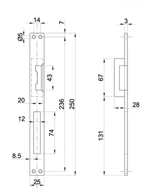 Elektrozámek , s paměťovou funkcí, 6-14V, AC/DC s lištou,  s odblokováním - slide 1