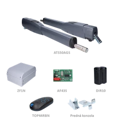 CAME ATS LONG 230V sada pre dvojkrídlovú bránu do 5m/krídlo, 2x ATS50AGS (230V, 250W, 3000N), 1x ZF1N, 1x AF43S, 1x TOP44RBN, 1 pár DIR10