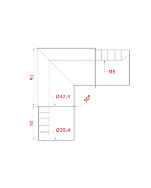 Přechod - koleno 90° (ø 42.4x1,5 mm) na madlo EB1-HM42, lepený spoj, broušená nerez K320 / AISI304 - slide 1