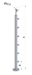 nerezový stĺp, vrchné kotvenie, 6 radový,priechodný, vrch nastaviteľný (ø 42.4x2mm), brúsená nerez K320 /AISI304