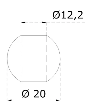 Guľa priechodná ø 20mm na trubku ø 12mm, otvor ø 12.2mm, brúsená nerez K320 /AISI304 - slide 1