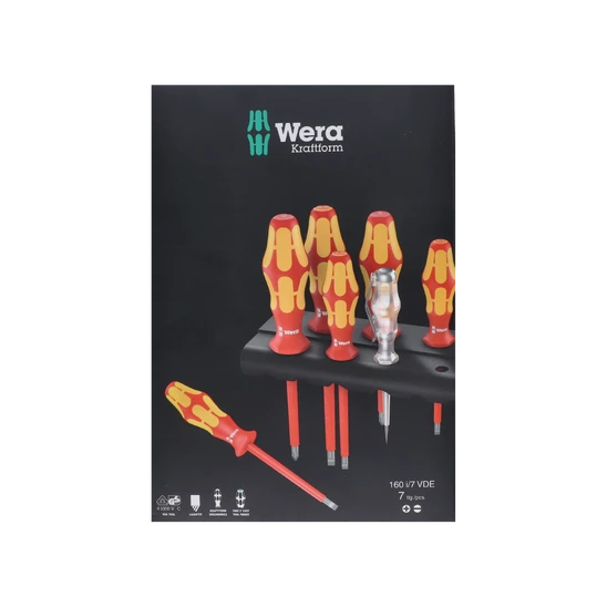 Sada profi elektrikárskych skrutkovačov, výrobca WERA, 0,4x2,5x80mm, 0,6x3,5x100mm, 0,8x4x100mm, 1x5,5x125mm, PH1x80mm, PH2x100mm, tester 0.5x3x70mm
