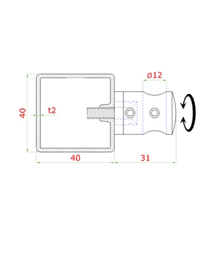 Nerezový sloup, boční kotvení, 4řadový průchozí, vnější - slide 3