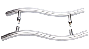 Nerezové madlo na dveře (475mm / ø 25mm), na sklo 8-12mm, leštěná / broušená nerez K320 /AISI304 - slide 1