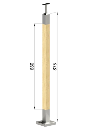 drevený stĺp, vrchné kotvenie, bez výplne, vrch pevný (40x40mm), materiál: buk, brúsený povrch s náterom BORI (bezfarebný) - slide 0