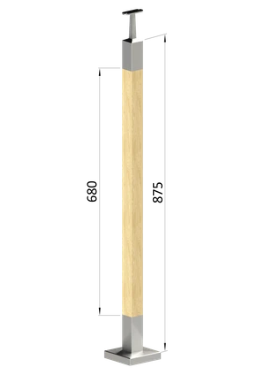 Dřevěný sloup, vrchní kotvení, bez výplně, vrch pevný (40x40 mm), materiál: buk, broušený povrch s nátěrem BORI (bezbarvý) - slide 0