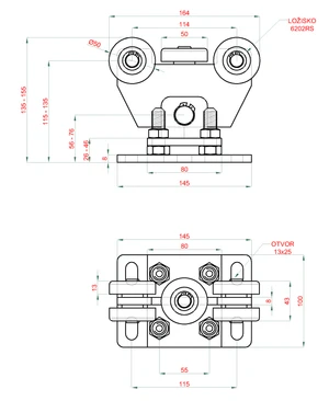 samonosný systém 60x60x4mm posuvnej brány do 150kg/4m otvor (W39/60Zn 6m pozinkovaný profil, 1x W-SET60F2) - slide 6