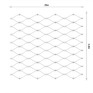 Nerezová lanková sieť, 1,4m x 25m (šxd), oko 60x104 mm, hrúbka lanka 2mm, AISI316 (V nerozloženom stave má sieť 29,8m) - slide 0