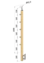 Dřevěný sloup, boční kotvení, 5 řadový, průchozí, vnější, vrch nastavitelný (40x40 mm), materiál: buk, broušený povrch s nátěrem BORI (bezbarvý)