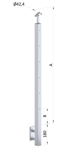 Nerezový stĺp,bočné kotvenie,6 radový M6,vonkajší,vrch nastaviteľný - slide 0