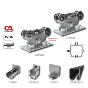 MEDIO-Klasik samonosný systém 98x98x5mm posuvnej brány do 450kg/8,5m otvor (C399M/Fe 1x6m čierny profil, C395M KLASIK 2ks, C396M 1ks, C397M 1ks, C398M 1ks), bežná prevádzka - slide 1