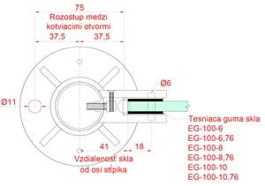 nerezový stĺp, vrchné kotvenie, výplň: sklo, pravý, vrch nastaviteľný (ø 42.4x2mm), brúsená nerez K320 /AISI316 - slide 4