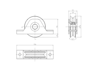 Vodiace koliesko ø 80mm pre zapustenie do jokla, V profil, nosnosť 200kg - slide 1