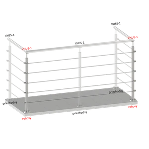 Nerezový sloup, vrchní kotvení, 5 řadový, rohový: 90°, vrch pevný (ø42,4x2 mm), broušená nerez K320 / AISI304 - slide 1