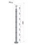 nerezový stĺp, vrchné kotvenie, 6 dierový rohový: 90°, vrch pevný (ø 42.4x2mm), leštená nerez /AISI304