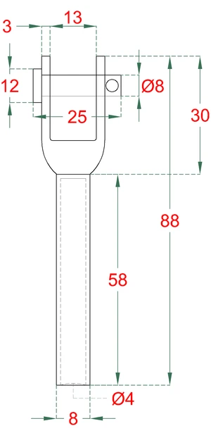 Lepicí úchyt pro lanko ø4mm, broušená AISI304 - slide 1