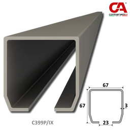 C profil PICOLLO (67x67x3mm) Combi Arialdo nerezový, pre samonosný systém, nerez bez povrchovej úpravy /AISI304, cena za kus