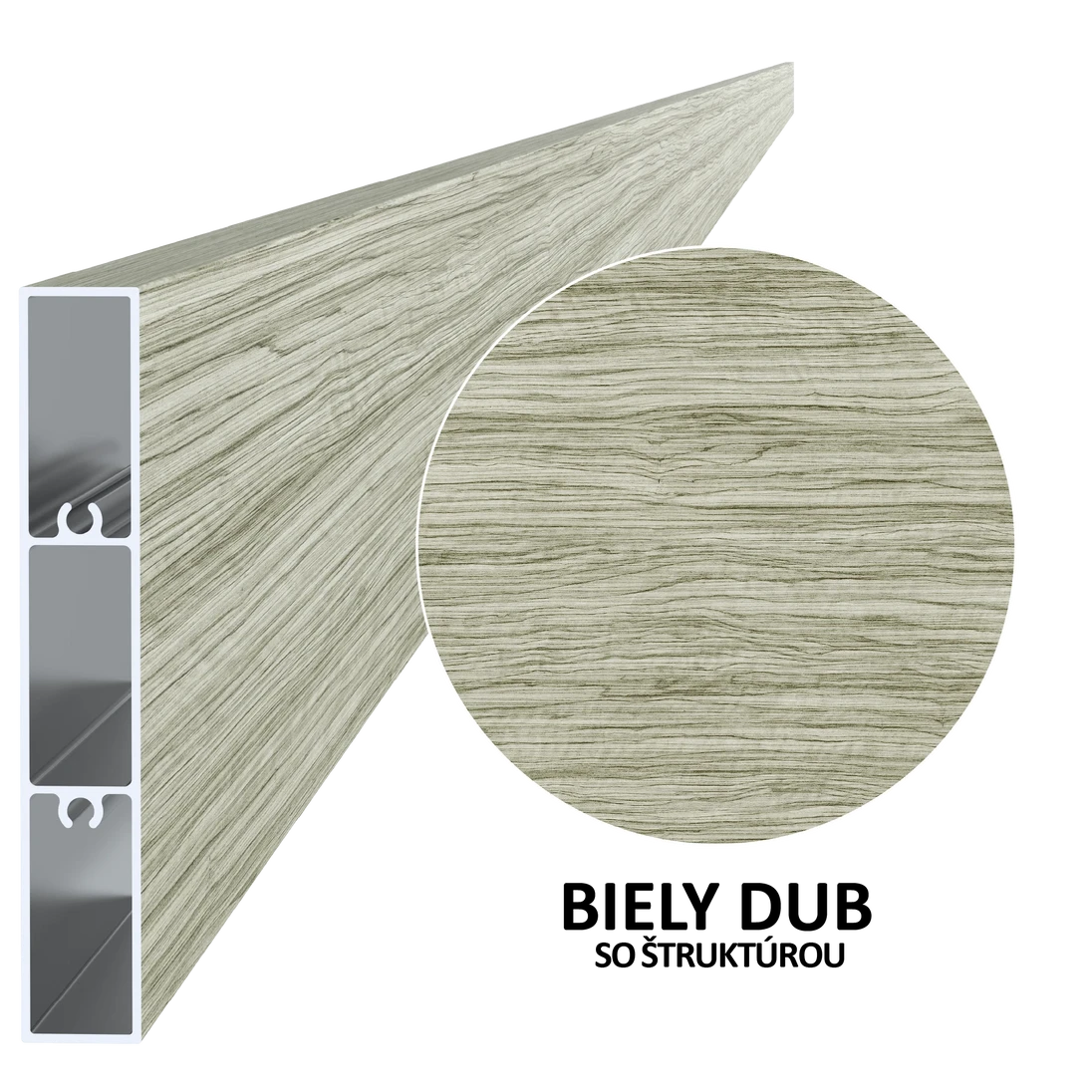 Profil na výplň 100x16x6000 mm, materiál EN AW-6060 T66, hliník s povrchovou úpravou dřevodekor - odstín bílý dub, cena za KUS