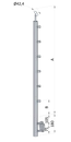 nerezový stĺp, bočné kotvenie, 6 radový priechodný, vnútorný, vrch nastaviteľný (ø 42.4x2mm), leštená nerez /AISI304