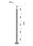 nerezový stĺp, vrchné kotvenie, 4 dierový priechodný, vrch pevný (ø 42.4x2mm), brúsená nerez K320 /AISI304