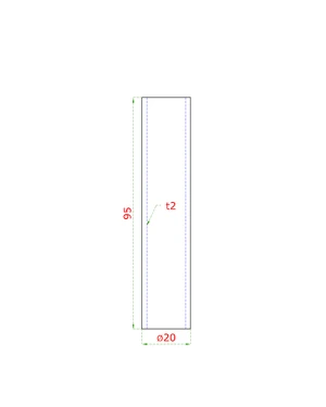 Prechod na vymedzenie vzdialenosti medzi stĺpom (plochý) a kotviacou platňou, ø 20x2.0mm /L:95mm, bez vnútornej skrutky, brúsená nerez K320 /AISI304, bal: 1ks - slide 1