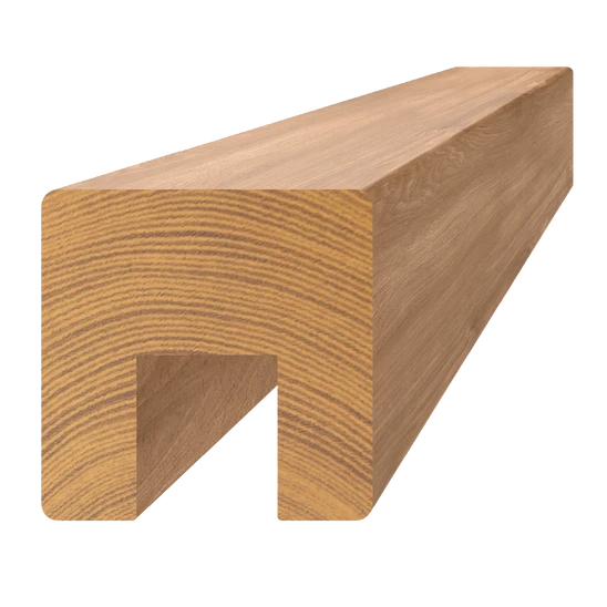 dřevěný profil (40x40mm/L:3000mm) s drážkou 17x20mm, materiál: dub, broušený povrch bez nátěru, balení: PVC fólie, necinkovaný materiál